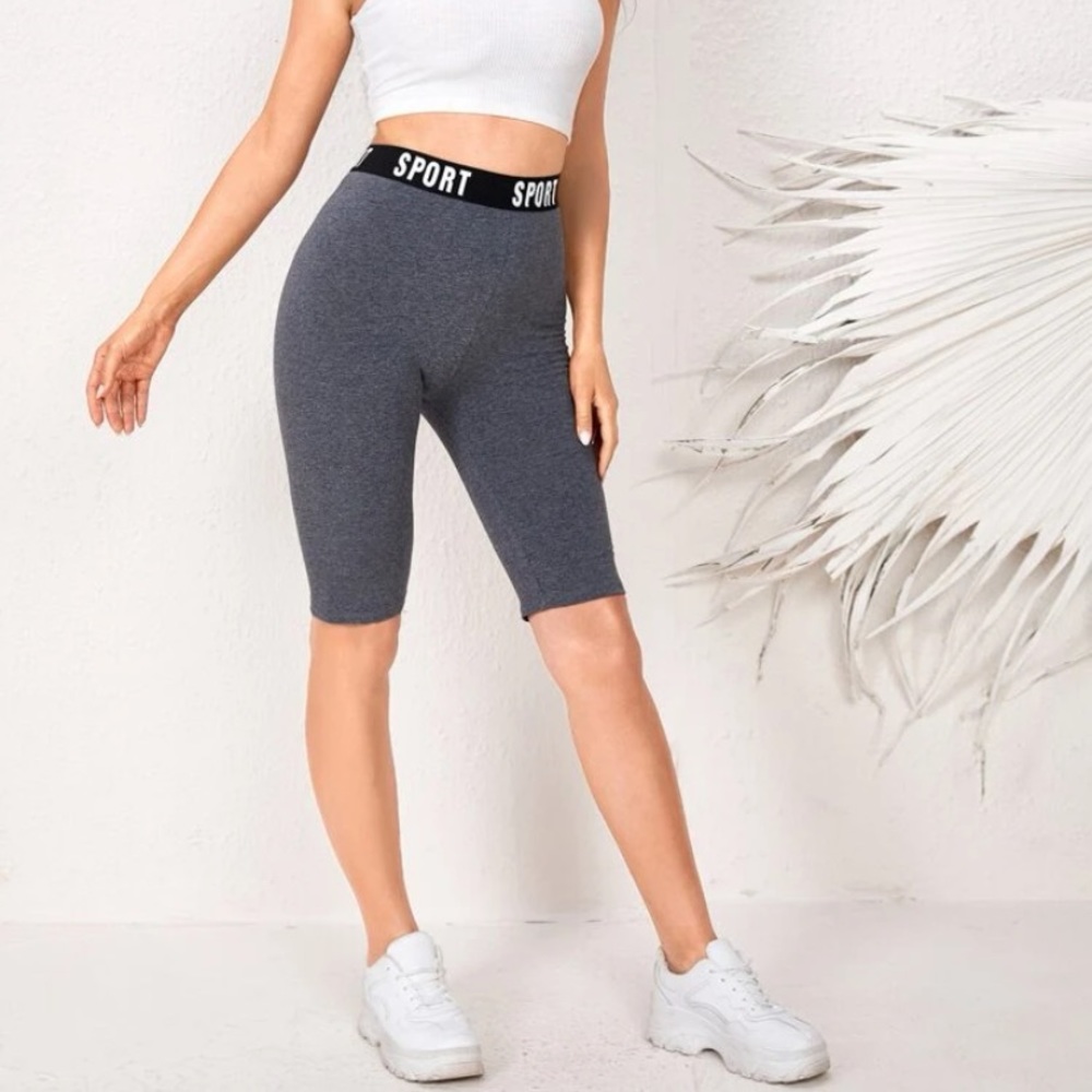 Womens SHEIN High Waisted Ash Gray Sporty Biker Shorts Size 4 Small